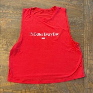 Red Sleeveless Graphic Tank Top